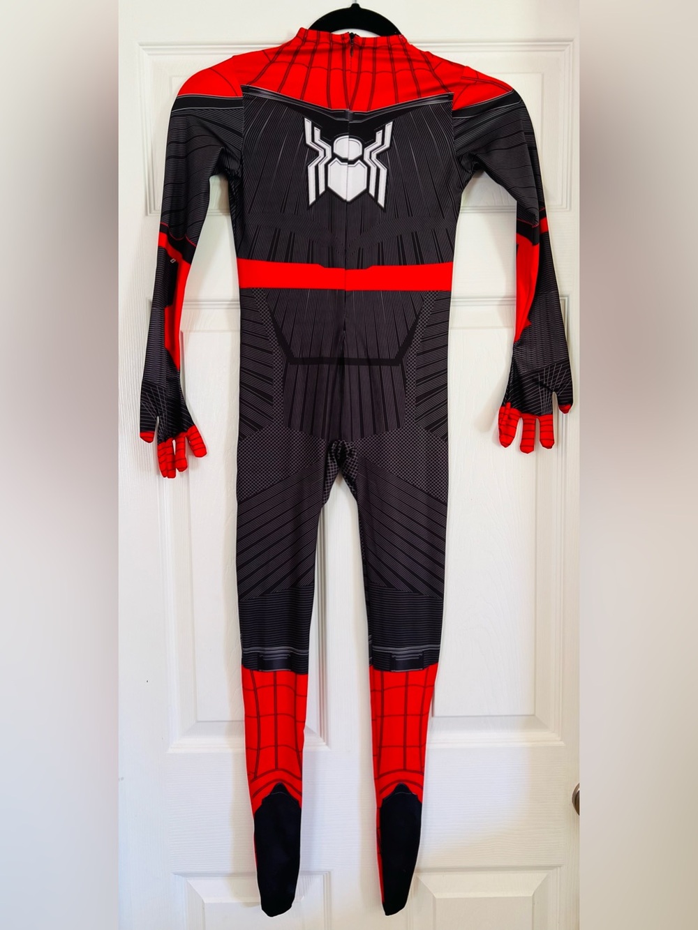 Marvel Spider-Man Kids Red & Black Costume Full Body Suit & Mask, Size S - Picture 9 of 16